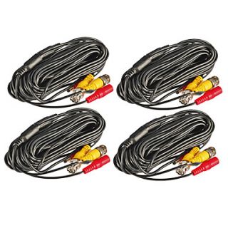 4 PCS 20 Meters (or 66 Feet) BNC Video and Power 12V DC Integrated Cable