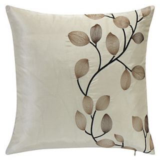 Country Embroidery Botanicals Polyester Decorative Pillow Cover