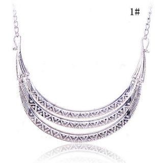 Lureme Vintage Alloy Three row Crescent Pattern Necklace(Assorted Colors)