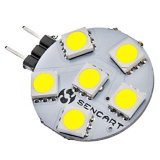 G4 1W 6x5050SMD 70 75LM 6000 6500K Natural White Light LED Spot Bulb (12V)