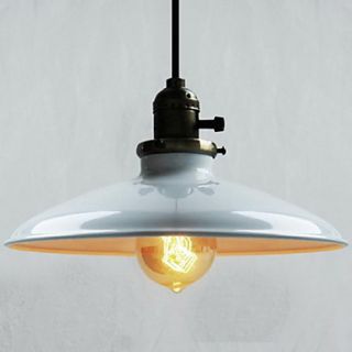 60W Contemporary Pendant Light with White Metal Plate Shade in Countryside Style