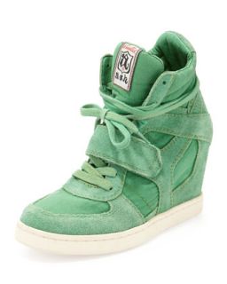 Womens Bowie Suede and Canvas Wedge Sneaker, Brazil   Ash