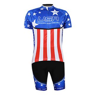 Kooplus 2013 USA Pattern 100% Polyester Short Sleeve Quick Dry Mens Cycling Suits