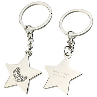 Personalized Star With Rhinestone Key Ring (Set of 6)