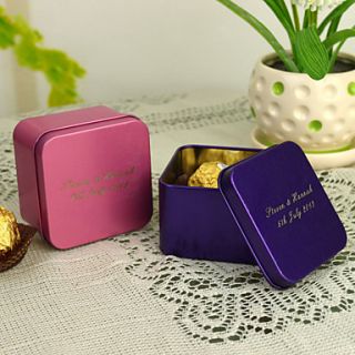 Personalized Cuboid Favor Tin   Set of 12 (More Colors)