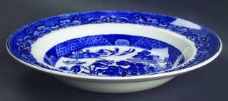 Spode Blue Willow Large Rim Soup Bowl, Fine China Dinnerware   Scalloped,Blue Wi