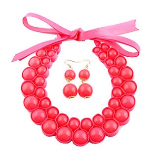 Womens Rose Fluorescence Color NecklaceEarrings Set