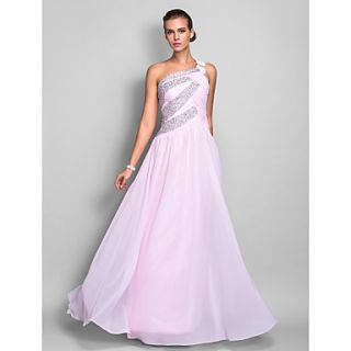 Sheath/Column One Shoulder Floor length Chiffon Evening/Prom Dress (663693)