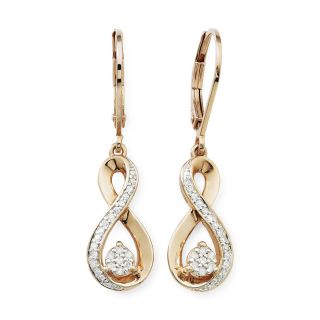1/5 CT. T.W. Diamond 14K Rose Gold Over Silver Earrings, Womens