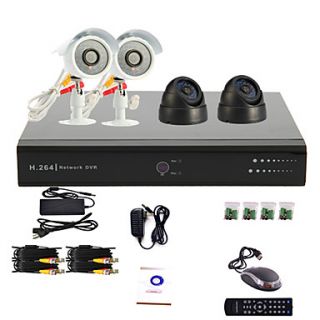 4 Channel CCTV DVR System(2 Outdoor Warterproof Camera2 Indoor Dome Camera,PTZ Control)