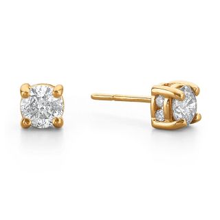 1 CT. T.W. Diamond Swirl 14K Yellow Gold Stud Earrings, Yellow/Gold, Womens
