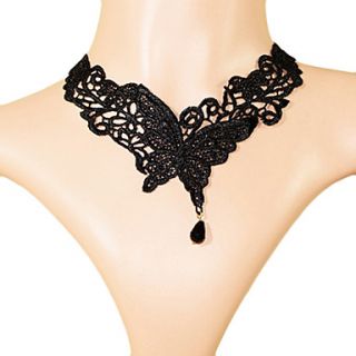 Vintage Hollow Lace Butterfly Pendant Necklace