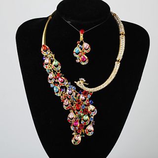 Pretty Phoenix Shaped Alloy with Rhinestone Wedding Jewelry Set (Including Necklace and Earrings)