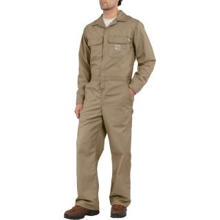 Carhartt Flame Resistant Twill Unlined Coverall   Khaki, 40 Inch Waist, Short