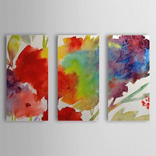 Hand Painted Oil Painting Abstract Rainbow Flower with Stretched Frame Set of 3 1308 AB0717