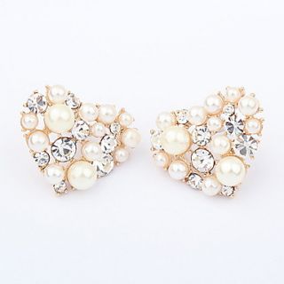 Exquisite Alloy With Pearl/Rhinestone Heart Shaped Womens Earrings