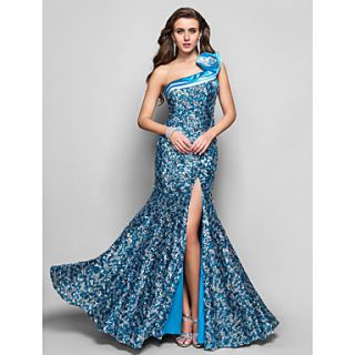 Trumpet/Mermaid One Shoulder Floor length Sequined Evening Dress