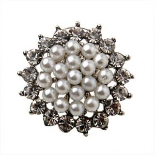 Charming Silver Plated Alloy With Pearl/Rhinestone Brooch