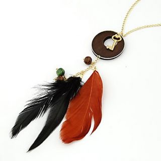 Fashion Alloy With Beads Feather Womens Necklace