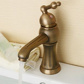 Retro Style Antique Brass Finish Single Handle One Hole Ceramic Valve Brass Bathroom Sink Faucet