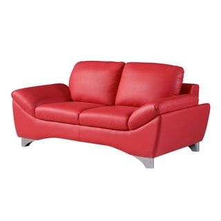 Natalie Red Bonded Leather Loveseat