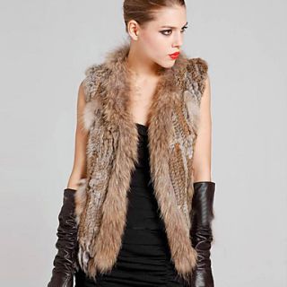 Sleeveless Collarless Rabbit/Raccoon Fur Party Vest(More Colors)
