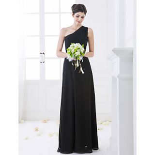 Sheath/Column One Shoulder Floor length Chiffon Bridesmaid Dress (663648)