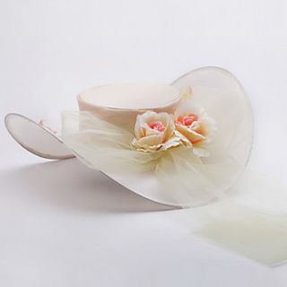 Elegant Alloy and Satin Wedding Hats with Tulle and Flower for Women