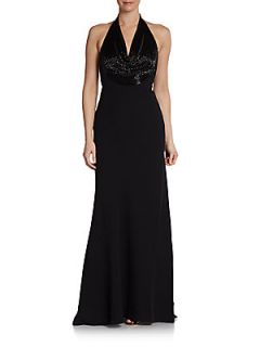 Sequin Halter Gown   Black