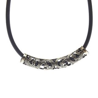 Hollow Out Circle Metal Leather Cord Necklace