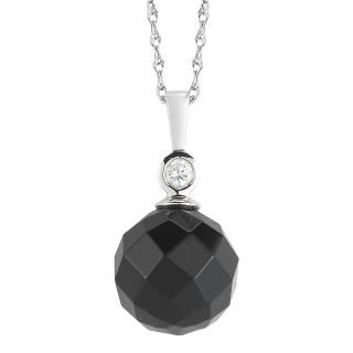 Onyx & White Topaz Faceted Drop Pendant, Womens