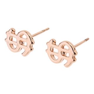 Rose Gold Dollar Shape Stud Earrings