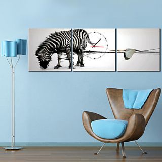 Modern Style Animal Wall Clock in Canvas 3pcs