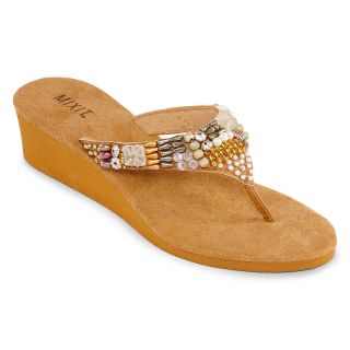 MIXIT Mixit Embellished Wedge Flip Flops, Tan, Womens