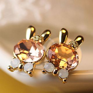 Meng Meng cute bunny earrings female models crystal butterfly earrings (random color)