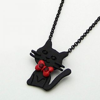 Korean fashion jewelry red bow tie kitty necklace N541