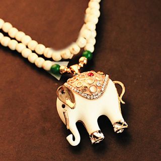 Unique Elephant Design Pendant and Long Pearl Necklace