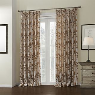 (One Pair) Brown Leaves Jacquard Lined Blackout Curtain