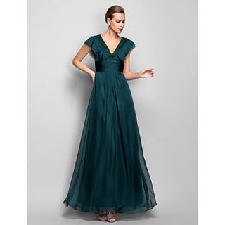 A line V neck Floor length Chiffon Evening Dress (759794)