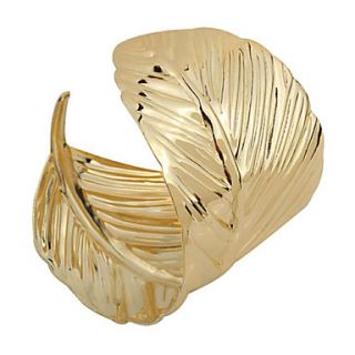 Fashion Alloy Metal Gold Leaf Cuff Bangle
