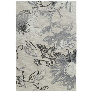 Handmade Copia Grey Floral Polyester Rug (8 X 10)