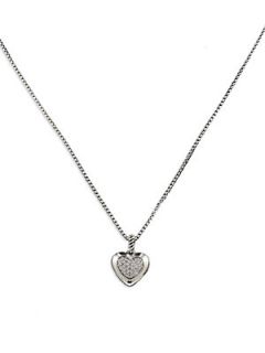 David Yurman Diamond & Sterling Silver Heart Necklace   Silver