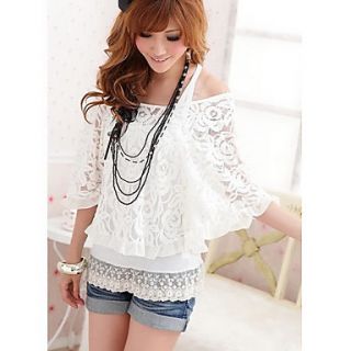 Womens Two Piece Embroidery Puff Sleeve T Shirt