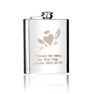 Personalized Silver Stainless Steel 7 oz Flask   Love