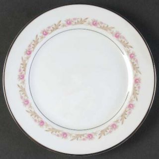 Mikasa Rose Lane Bread & Butter Plate, Fine China Dinnerware   Pink Flowers,Tan