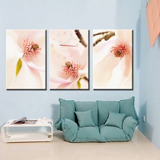 13 28 Country Style Peach Blossom Wall Clock In Canva 3pcs