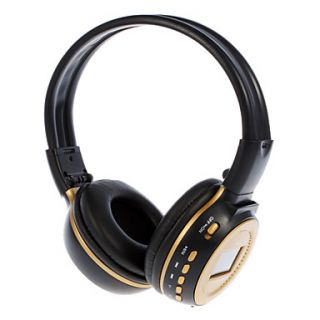 Digital Wireless On Ear Headphone with SD Card Slot and LCD Screen N65 (Black,Gold)