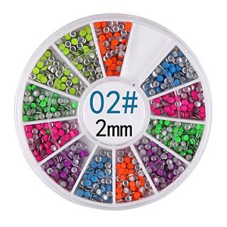 6 color 2MM Round Rivet Nail Art Decorations