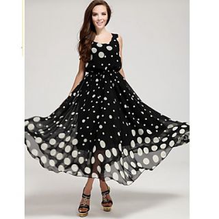 ShaMaQiNuo Womens Dots Print Floor Length Vest Dress