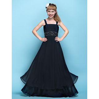 A line Straps Floor length Chiffon Junior Bridesmaid Dress (734017)